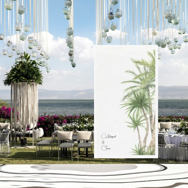 Servilleta De Papel Tropical Foliage Script Names White Wedding (Subido por el creador)