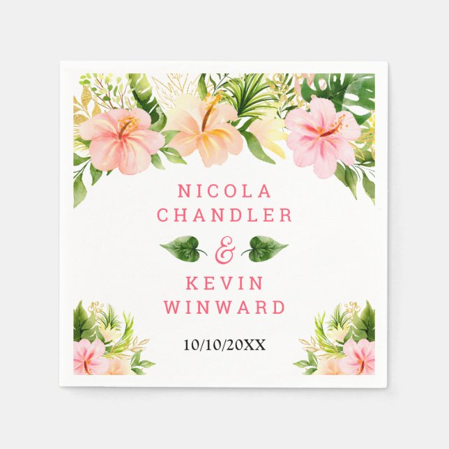 Servilleta De Papel Tropical Jungle Floral Wedding (Anverso)