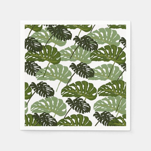 Servilleta De Papel Tropical Monstera Leaf Green  (Anverso)