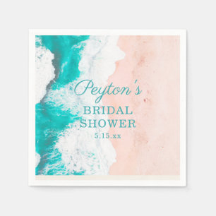 Servilleta De Papel Tropical Ocean Beach Turquoise Tan Bridal Shower