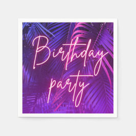 Servilleta De Papel Tropical Purple Palm Leaf Birthday Party