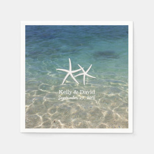 Servilleta De Papel Tropical Starfish Custom Name Beach Wedding