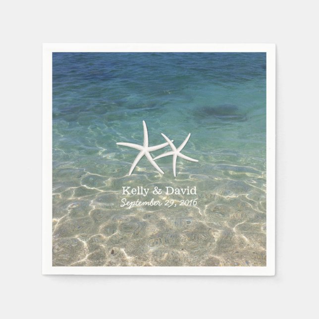 Servilleta De Papel Tropical Starfish Custom Name Beach Wedding (Anverso)