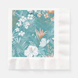 Servilleta De Papel Tropical Turquesa & Terracota Floral de Hibisco 