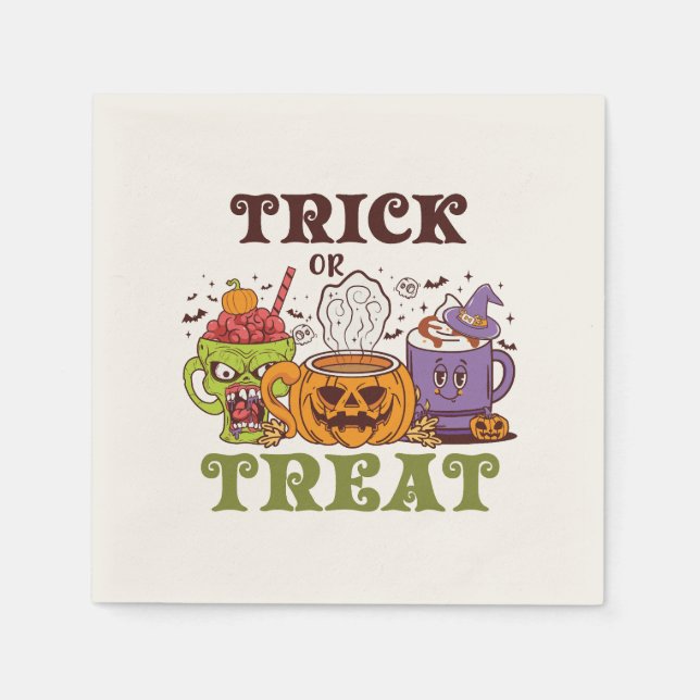 Servilleta De Papel Truco O Tratamiento - Café De Halloween Curado (Anverso)
