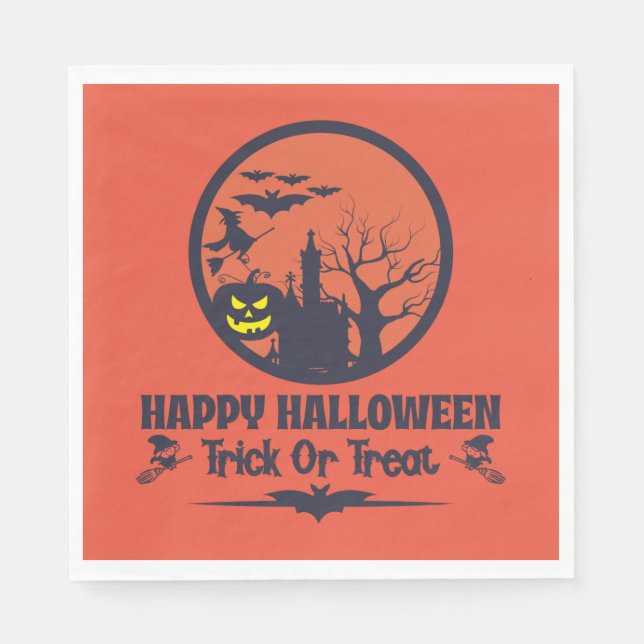 Servilleta De Papel Truco O Tratamiento De Halloween (Anverso)