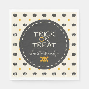 Servilleta De Papel Truco O Tratamiento. Jack O Lantern White Polka Do