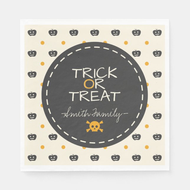 Servilleta De Papel Truco O Tratamiento. Jack O Lantern White Polka Do (Anverso)