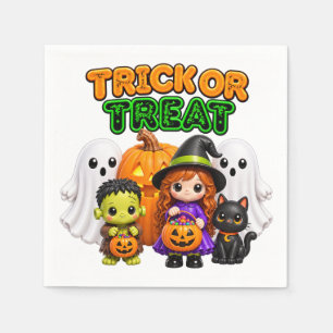 Servilleta De Papel Truco o trato - Amigos lindos de Halloween 