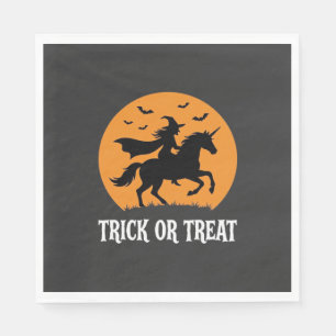 Servilleta De Papel Truco o trato Bruja Unicornio Diseño de Halloween_
