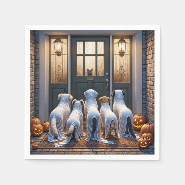 Servilleta De Papel Truco o trato perros fantasmas (Anverso)