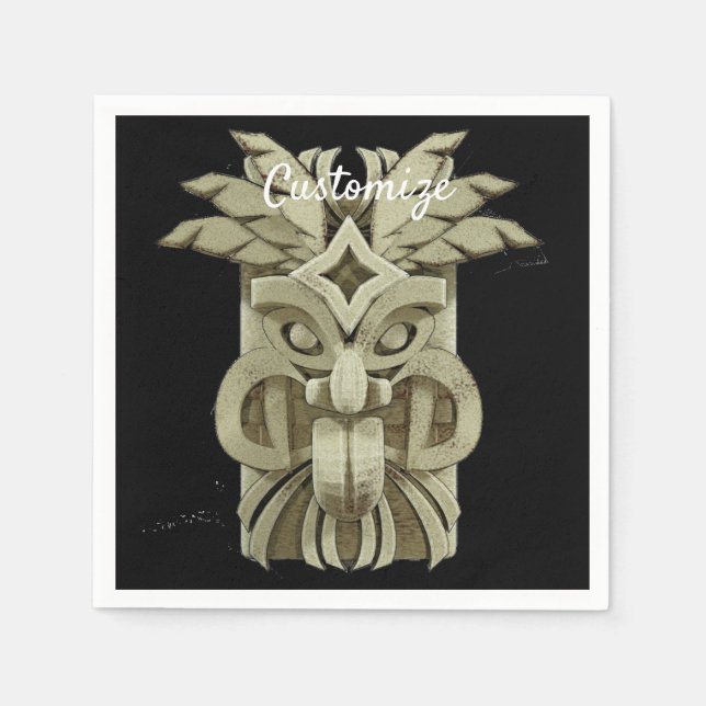 Servilleta De Papel Trueno de escultura tiki tallada (Anverso)