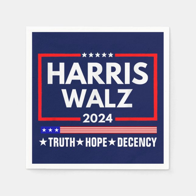 Servilleta De Papel Truth Hope Decency Harris Walz 2024 (Anverso)