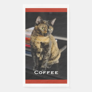 Servilleta De Papel Tu foto de mascota, nombre, fondo rojo