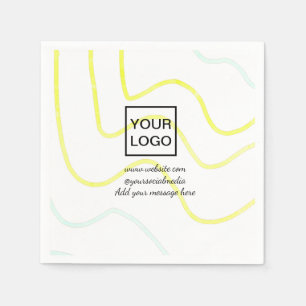 Servilleta De Papel Tu logo aquí blanco simple minimal líneas amarilla