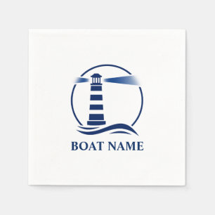 Servilleta De Papel Tu nombre de barco Classic Lighthouse Navy Blue