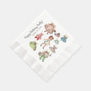 Servilleta De Papel Tu nombre y mensaje Muñeca vintage Servilletas de