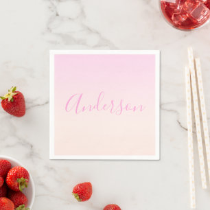 Servilleta De Papel Tu Texto Elegante letra y Ombre rosa suave
