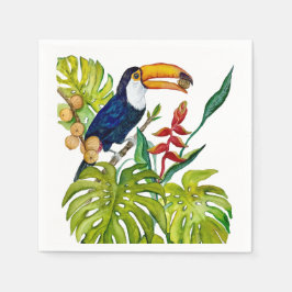 Servilleta De Papel Tucán Colorido Acuarela Pájaro Tropical
