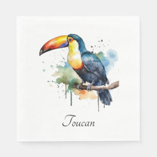 Servilleta De Papel Tucán en rama arte acuarela, personalizado