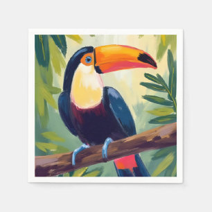 Servilleta De Papel Tucán Pájaro Tropical Colorido Acuarela