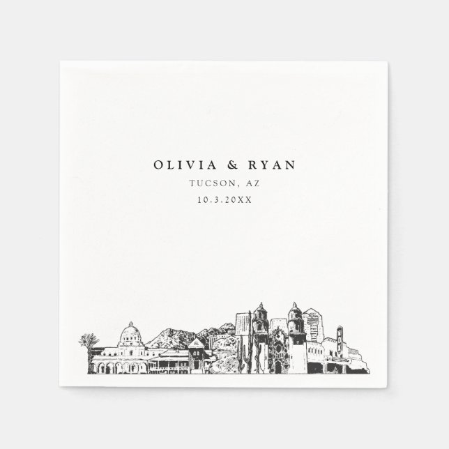 Servilleta De Papel Tucson Arizona Boda Papel Cocktail Napkin (Anverso)