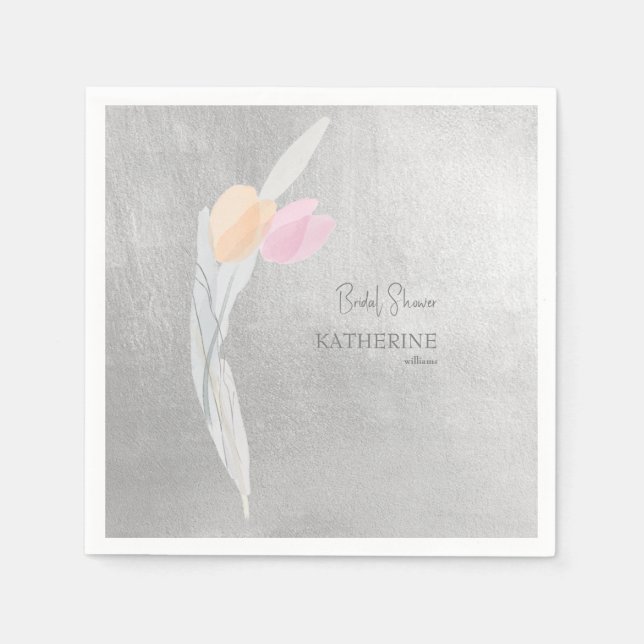 Servilleta De Papel Tulip Cocktail de plata metálica (Anverso)