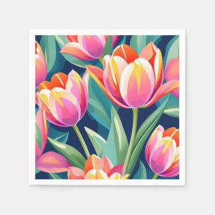 Servilleta De Papel Tulipán de arte pop vibrante y energético