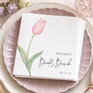 Servilleta De Papel Tulipán Rosa Moderno Solitario Desayuno Nupcial Al