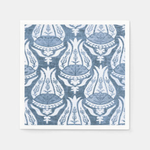 Servilleta De Papel Tulipán y Enrejado Arte Floral Azul de William Mor