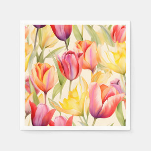 Servilleta De Papel Tulipanes acuarelas elegantes
