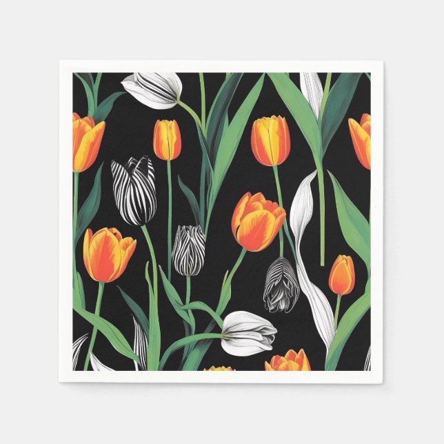 Servilleta De Papel Tulipanes artísticos gráficos audaces (Anverso)