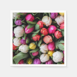 Servilleta De Papel Tulipanes de flores coloridas Primavera de Pascua
