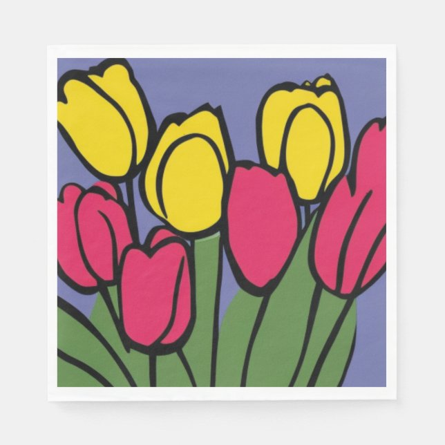 Servilleta De Papel Tulipanes de primavera (Anverso)