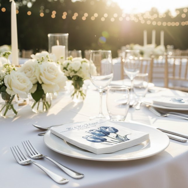 Servilleta De Papel Tulipanes en el personalizable azul Delft (Subido por el creador)