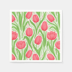 Servilleta De Papel Tulipanes en rojo y verde