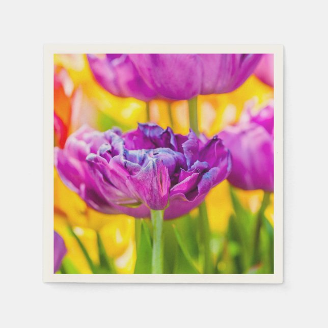 Servilleta De Papel Tulipanes encantadores rosa oscuro (Anverso)
