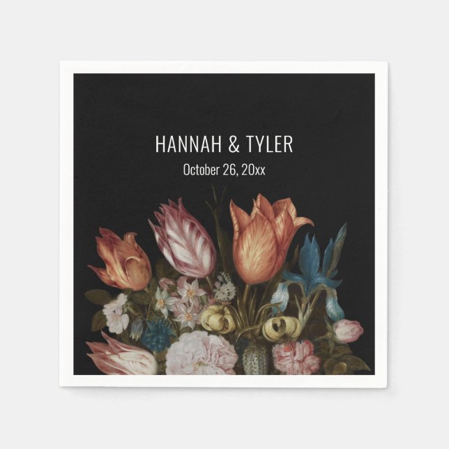 Servilleta De Papel Tulipanes holandeses pintados Iris + Florales más  (Anverso)