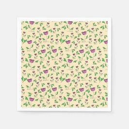 Servilleta De Papel Tulipanes morados sobre fondo amarillo