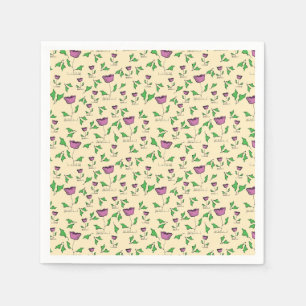 Servilleta De Papel Tulipanes morados sobre fondo amarillo