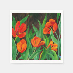 Servilleta De Papel Tulipanes Rojos