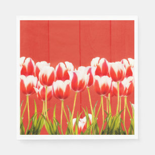 Servilletas Tulipanes Blancos Y Rojos | Zazzle.es