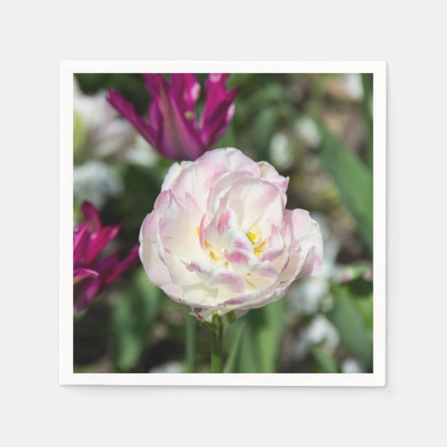 Servilleta De Papel Tulipanes rosa brillante en un día soleado (Anverso)