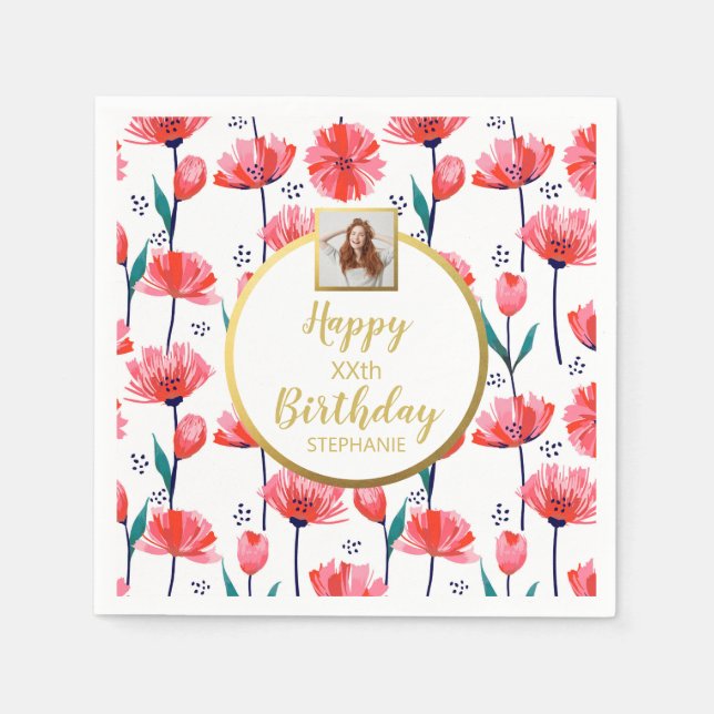 Servilleta De Papel Tulipanes rosados bonitos, texto de foto Personali (Anverso)