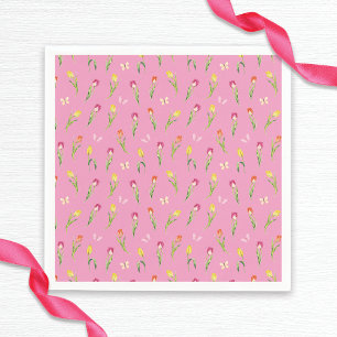 Servilleta De Papel Tulipanes y mariposas patrón rosa ducha nupcial