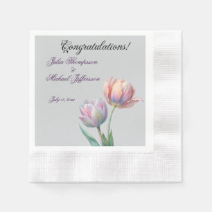 Servilleta De Papel Tulipano romántico y poético pastel acuarela