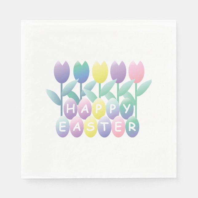 Servilleta De Papel Tulips Easter Eggs Fiesta Napkin (Anverso)