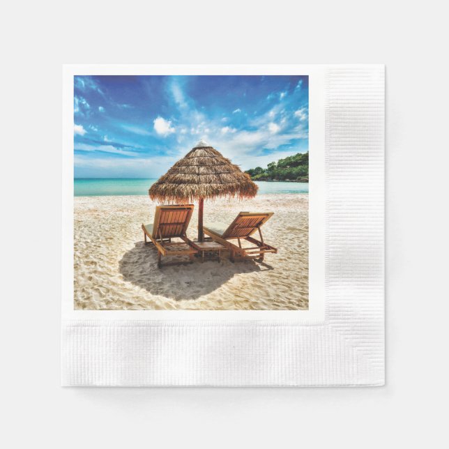 Servilleta De Papel Tumbonas en la playa (Anverso)