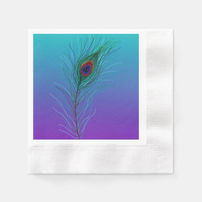 Servilleta De Papel Turquesa a Púrpura Pescado de Pavo Real (Anverso)