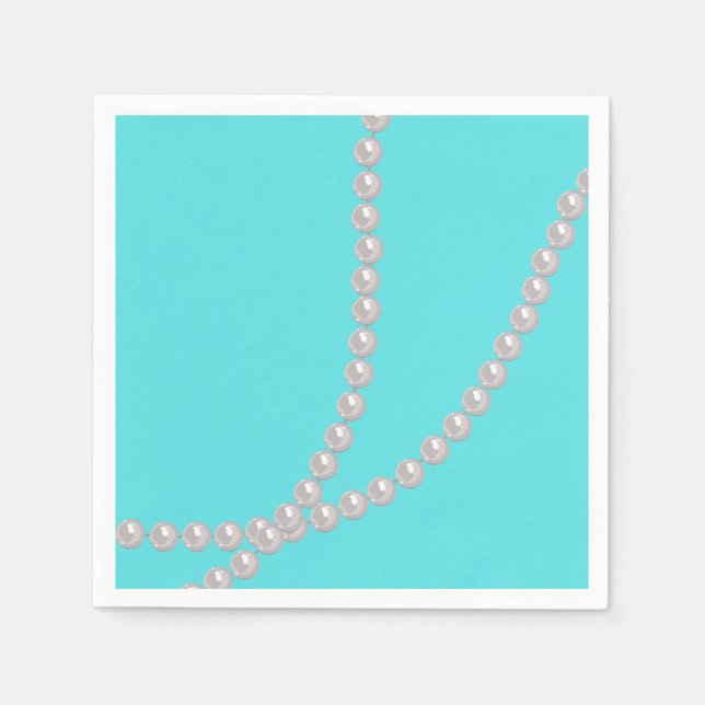 Servilleta De Papel Turquesa y Perlas (Anverso)